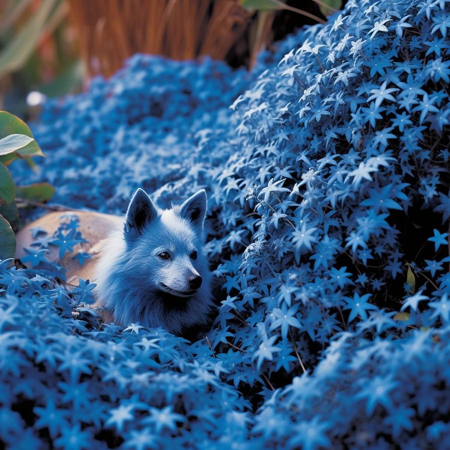 Blue Star Creeper groundcover in a dog-safe backyard