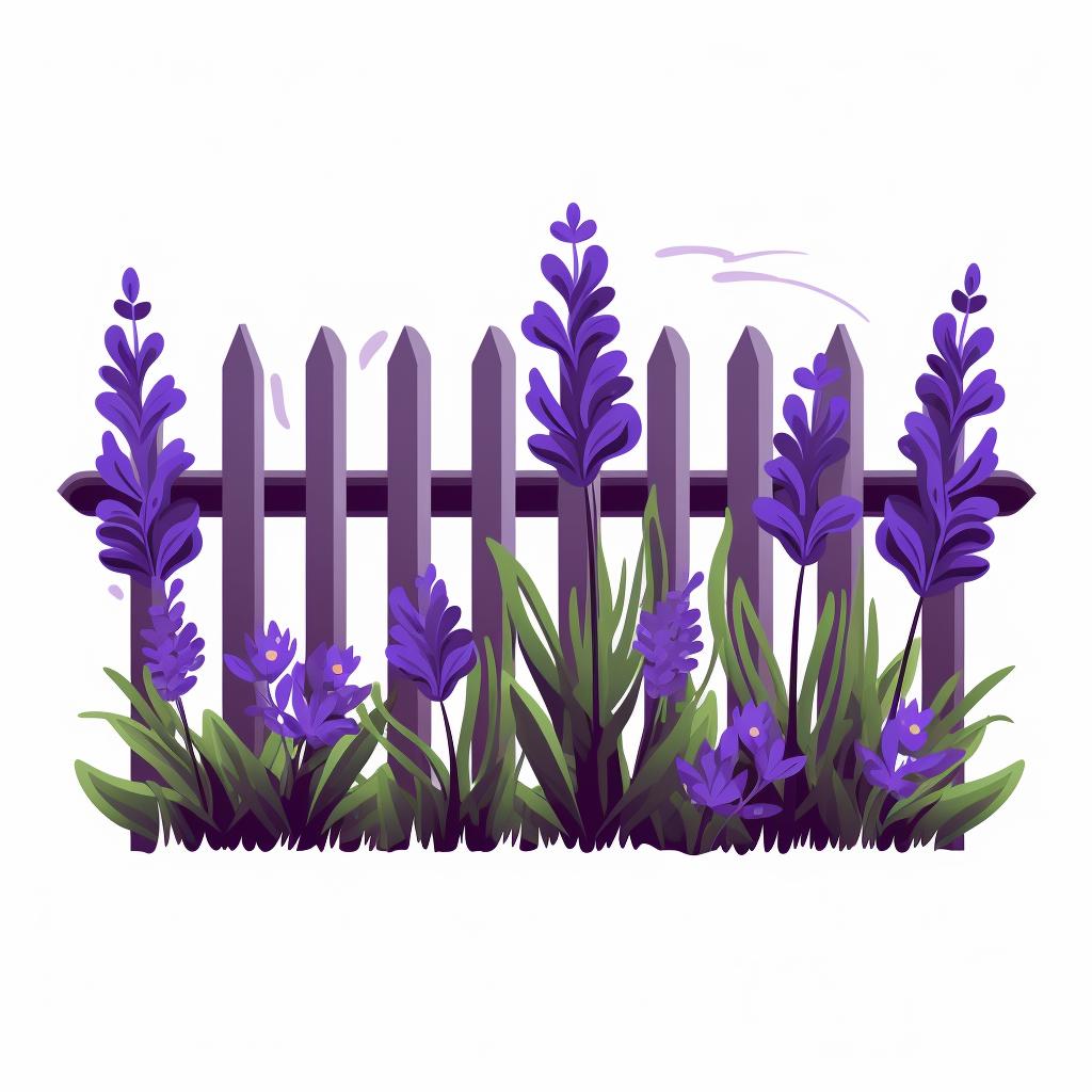 Decorative fence around lavender plants