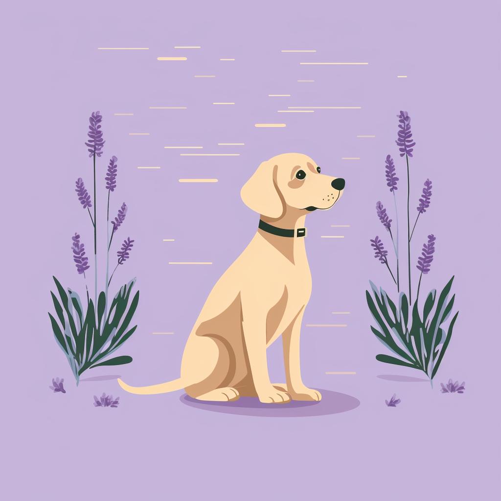 Dog being trained to stay away from lavender plants